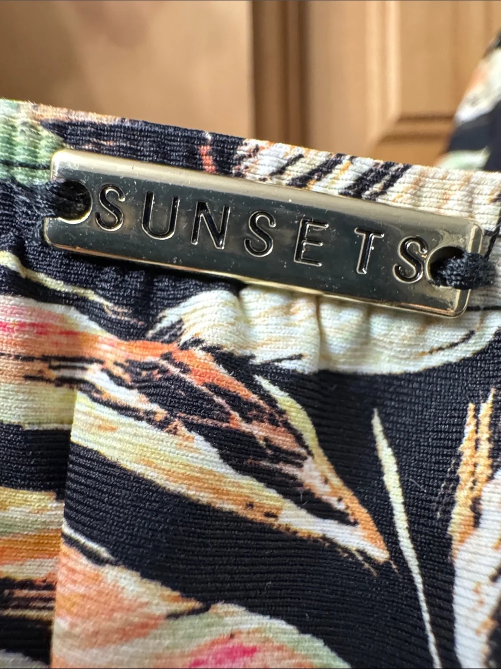 Black Tropical Print Women's Swim Camisole